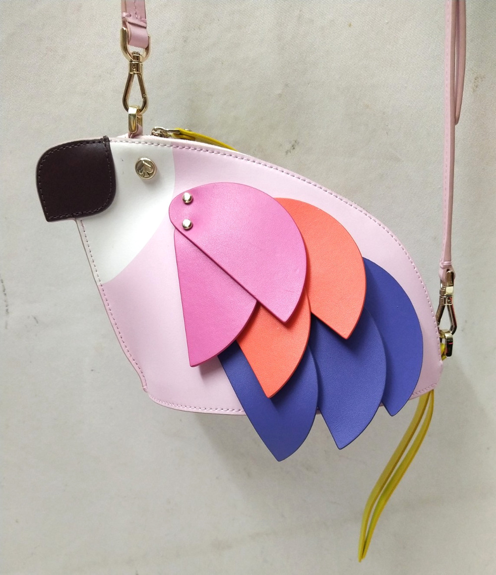 Kate Spade New York Flock Party Multicolor Parrot Leather Zipper Crossbody Bag